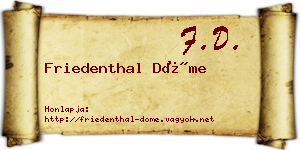 Friedenthal Döme névjegykártya